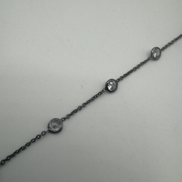 Silver-Tone Y Chain Necklace With Clear Crystal Accents & Lobster Clasp Closure - Picture 5 of 5